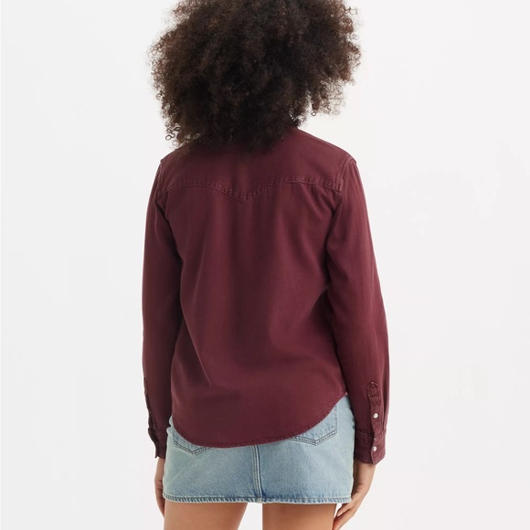 💕 LEVI’S ultimate western denim shirt NEW size S in Windsor wine, pearl snap - Picture 3 of 3